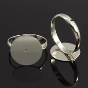 Ringbase - fingerring. Platineret. Justerbar. 14 mm plade